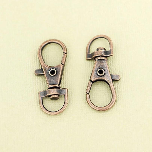 Fermoirs mousqueton pivotants en cuivre - 35 mm x 13 mm - 10 pièces - Z375