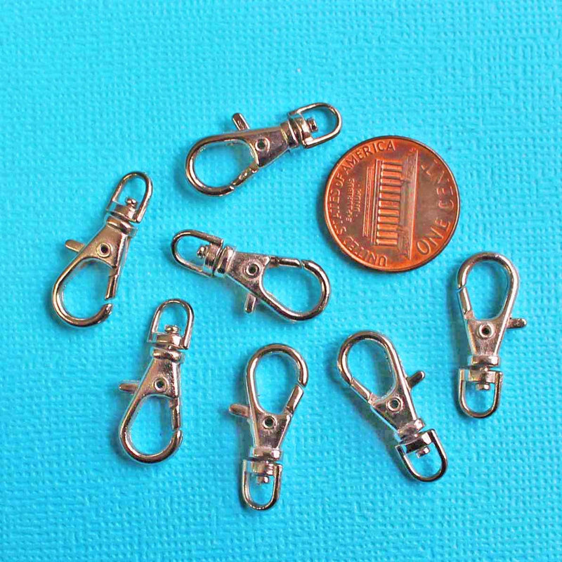 Silver Tone Swivel Lobster Clasps - 23mm x 9mm - 10 Pieces - FD134