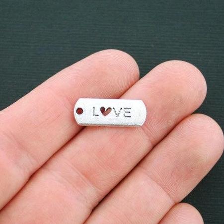 10 Love Antique Silver Tone Charms - SC4508
