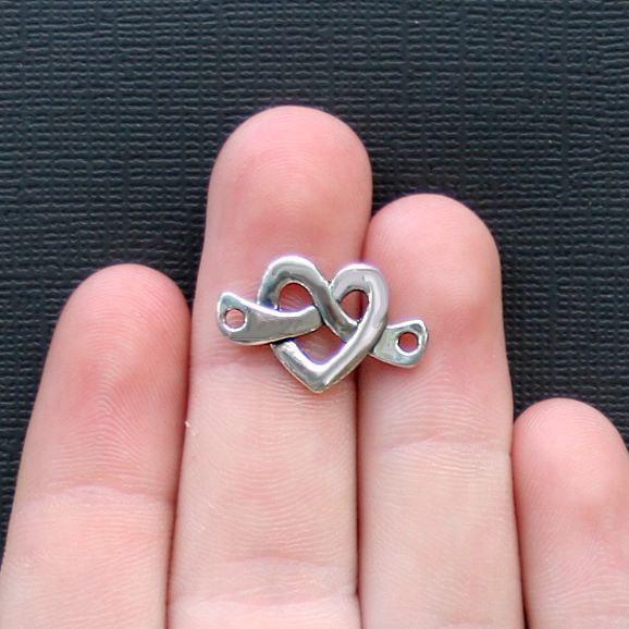 10 Love Knot Connector Antique Silver Tone Charms - SC2235
