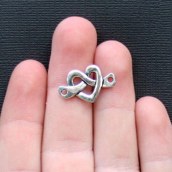 10 Love Knot Connector Antique Silver Tone Charms - SC2235