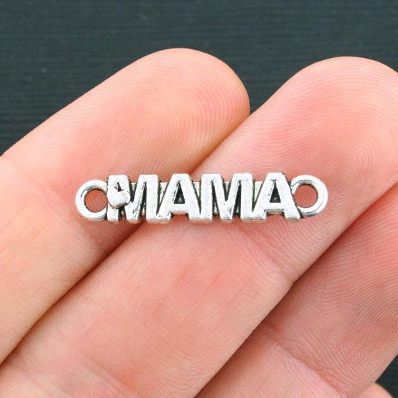 10 Mama Connector Antique Silver Tone Charms - SC4058