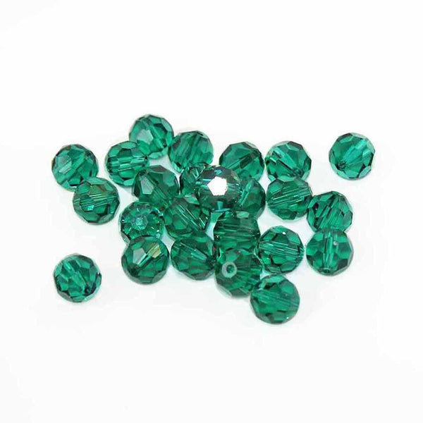 Faceted Glass Beads 8mm - May Birthstone Emerald - 10 Beads - BD437