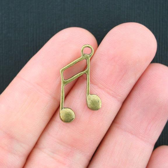 10 Music Note Antique Bronze Tone Charms - BC994
