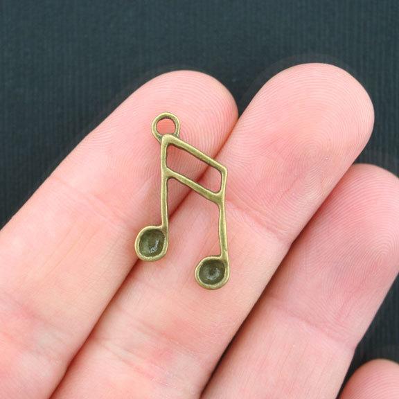 10 Music Note Antique Bronze Tone Charms BC994
