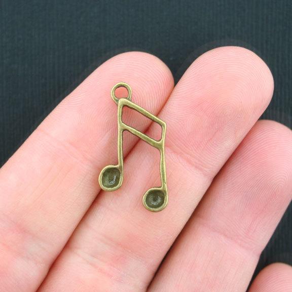 10 Music Note Antique Bronze Tone Charms - BC994