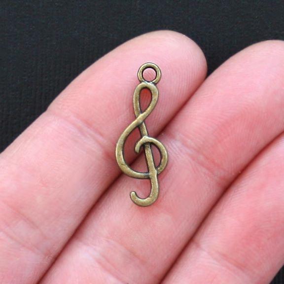 10 Treble Clef Note Antique Bronze Tone Charms - BC829