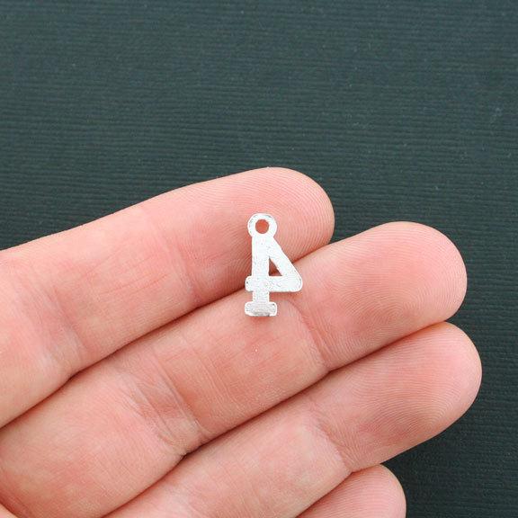 10 Number 4 Antique Silver Tone Charms - SC4426
