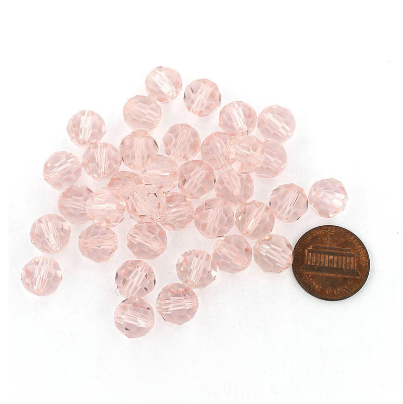 Faceted Glass Beads 8mm - October Birthstone Pink - 10 Beads - BD475
