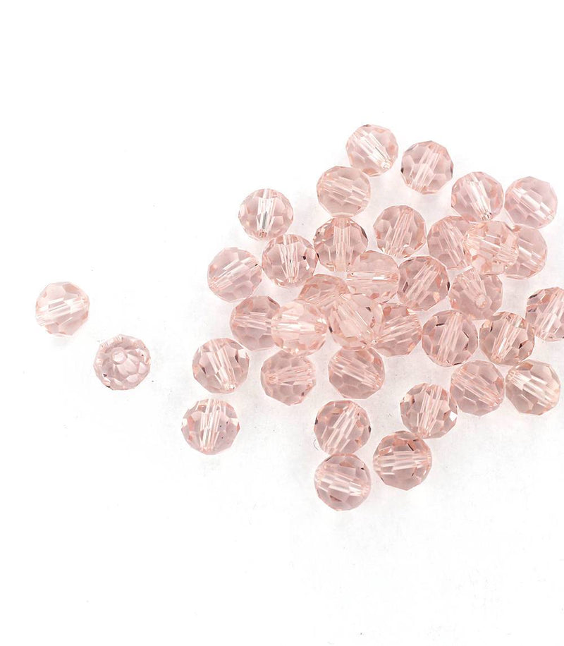 Faceted Glass Beads 8mm - October Birthstone Pink - 10 Beads - BD475