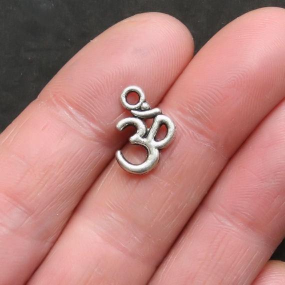 10 OM Antique Silver Tone Charms - SC798