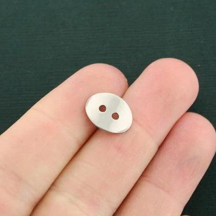 SALE 10 Oval Button Clasps Stainless Steel 2 Sided 14mm x 11mm - FD594