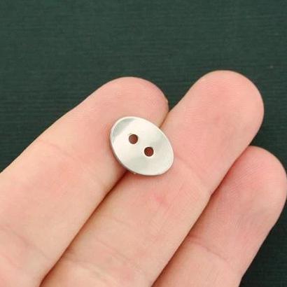 SALE 10 Oval Button Clasps Stainless Steel 2 Sided 14mm x 11mm - FD594