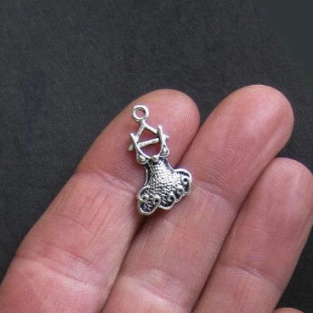 10 Party Dress Antique Silver Tone Charms - SC386