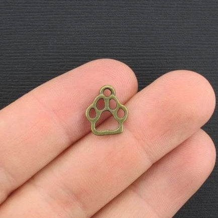 10 Paw Antique Bronze Tone Charms 2 Sided - BC275
