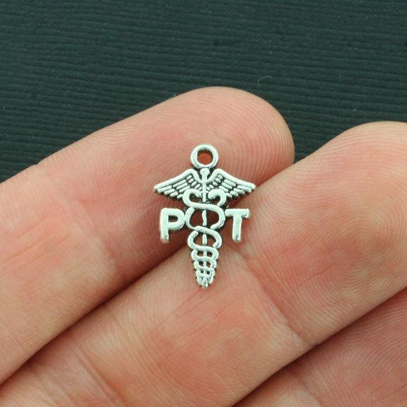 10 Physical Therapist Antique Silver Tone Charms - SC3912