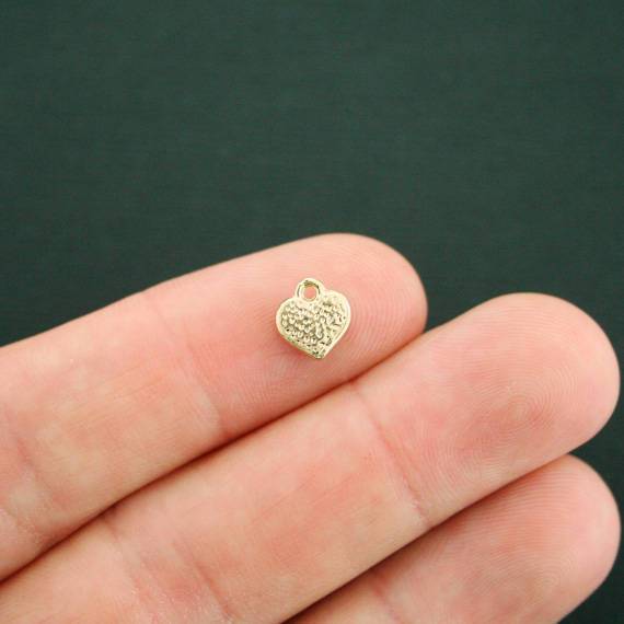 10 Heart Gold Tone Enamel Charms - E300