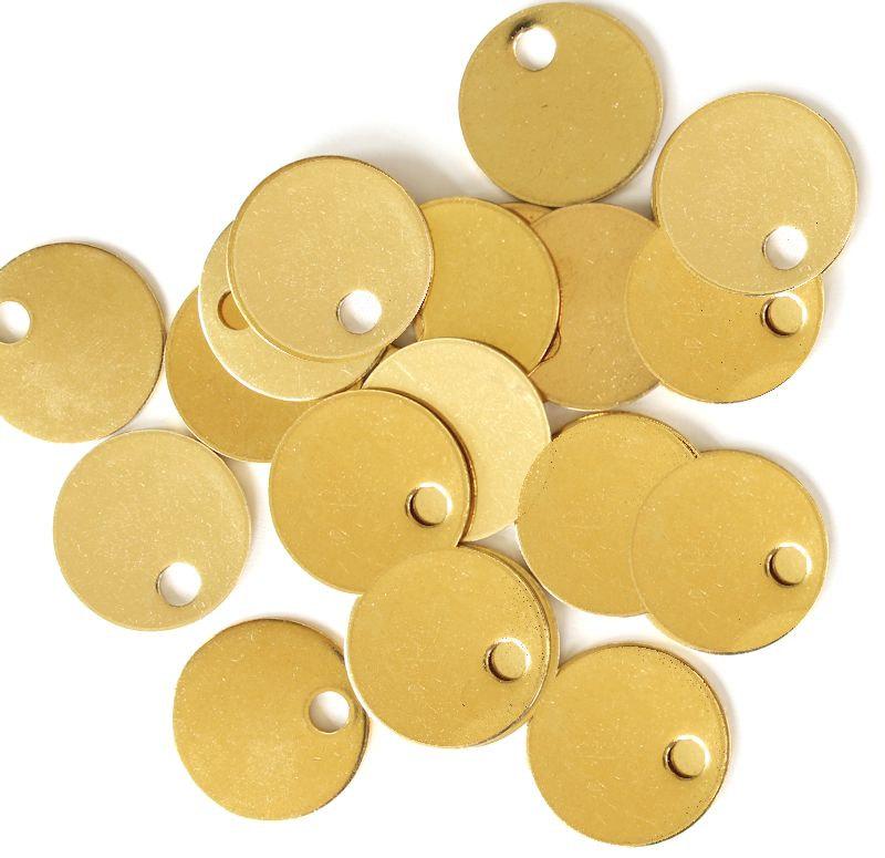 Circle Stamping Blanks - Gold Tone Brass - 24.7mm - 10 Tags - MT080
