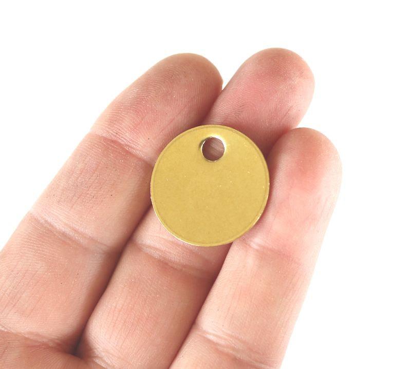 Circle Stamping Blanks - Gold Tone Brass - 24.7mm - 10 Tags - MT080