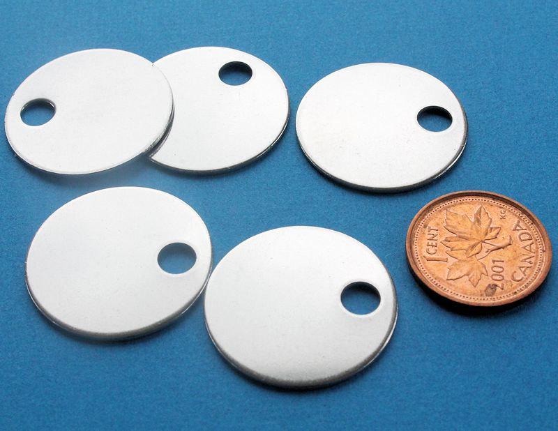 Circle Stamping Blanks - Stainless Steel - 24.7mm - 10 Tags - MT082