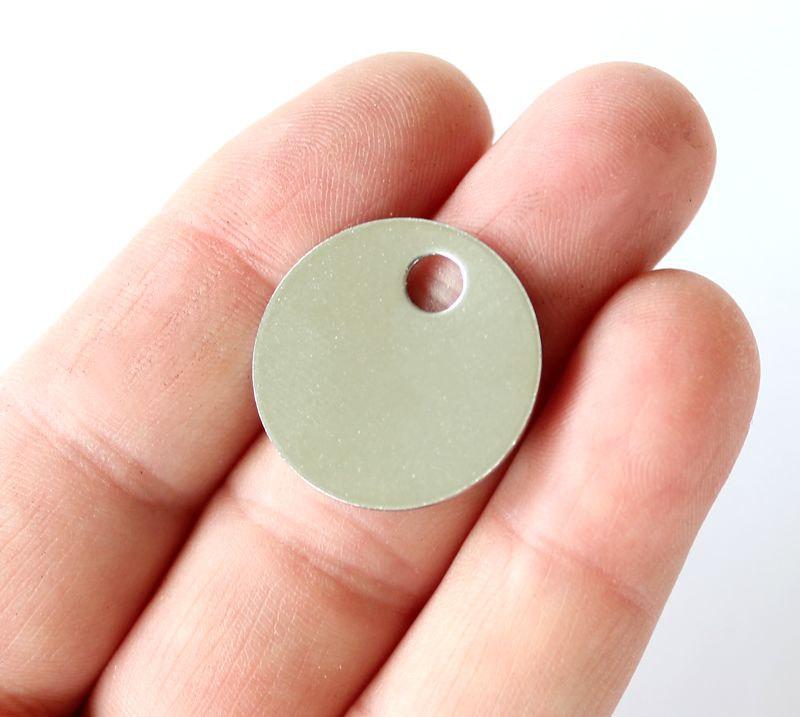 Ébauches d'estampage circulaires - Acier inoxydable - 24,7 mm - 10 étiquettes - MT082