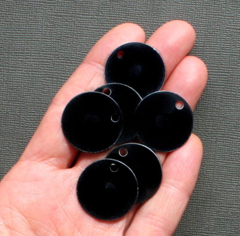 Ébauches d'estampage circulaires - Aluminium anodisé noir - 1" - 10 étiquettes - MT043