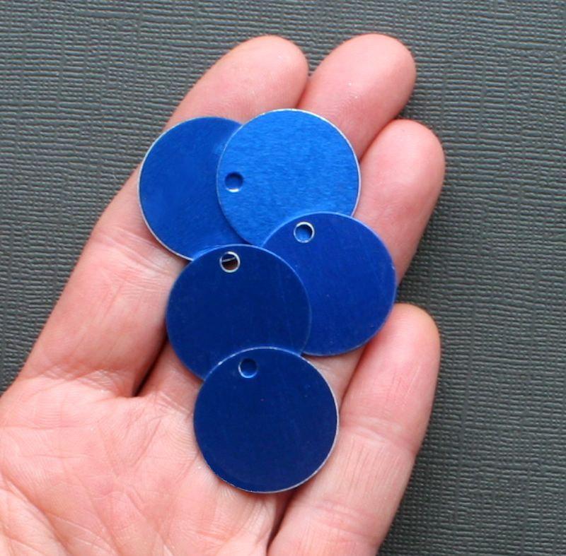 Circle Stamping Blanks - Blue Anodized Aluminum - 1" - 10 Tags - MT044