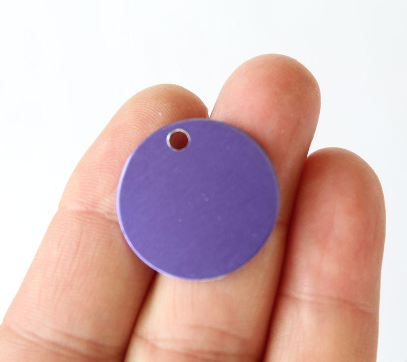 Round Stamping Blanks - Purple Anodized Aluminum - 1" - 10 Tags - MT49-A