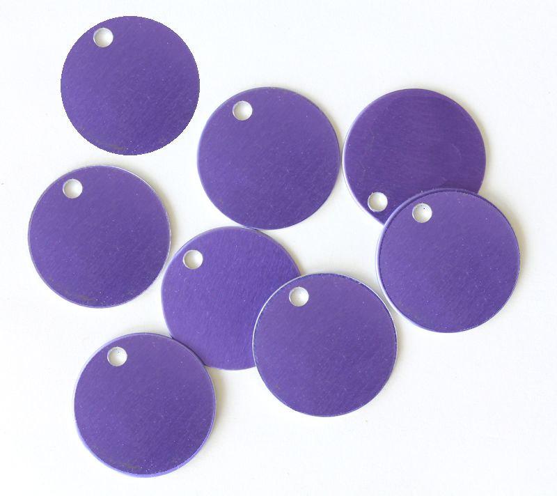 Round Stamping Blanks - Purple Anodized Aluminum - 1" - 10 Tags - MT49-A