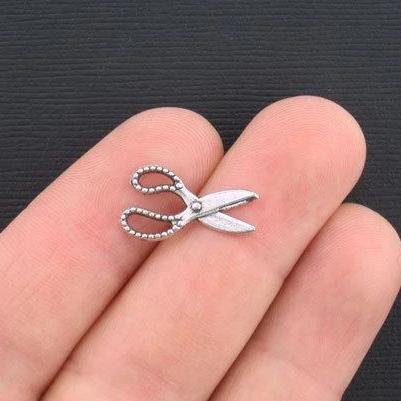 10 Scissors Antique Silver Tone Charms - SC3162