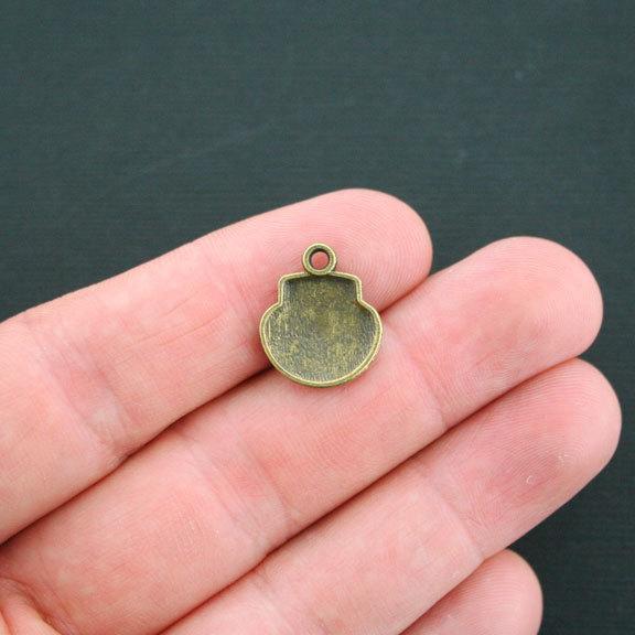 10 Shell Antique Bronze Tone Charms - BC786