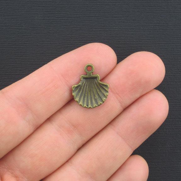 10 Shell Antique Bronze Tone Charms - BC511