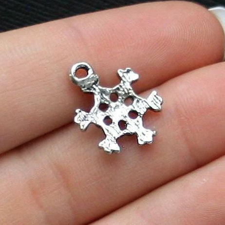 10 Snowflake Antique Silver Tone Charms - SC666