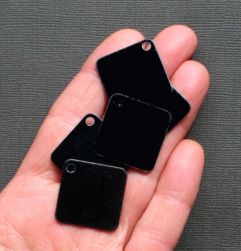 Square Stamping Blanks - Black Anodized Aluminum - 1" - 10 Tags - MT030
