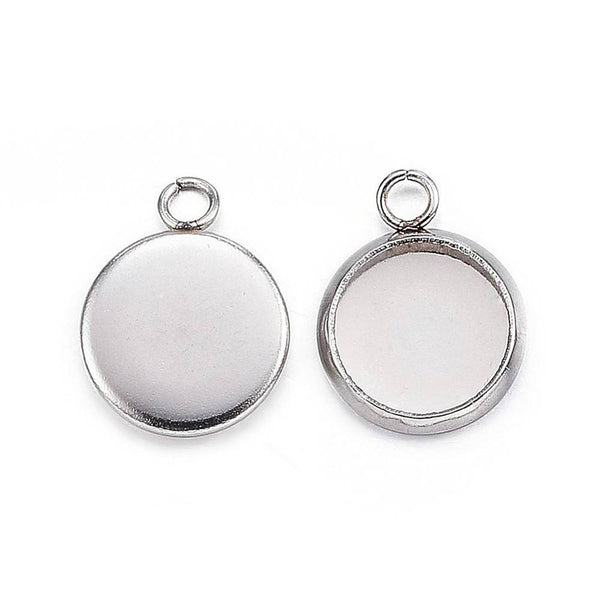 Stainless Steel Cabochon Settings - 8mm Tray - 10 Pieces - FD549