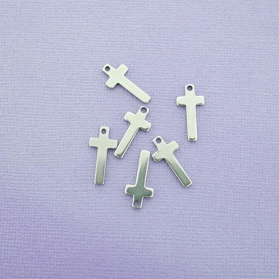 Cross Stamping Blanks - Stainless Steel - 19mm x 9mm - 10 Tags - MT250