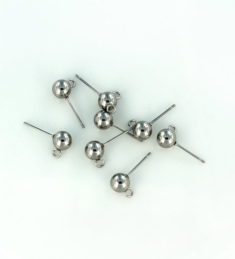 Silver Tone Stainless Steel Earrings - Stud Bases - 6mm x 8mm - 10 Pieces 5 Pairs - FD501