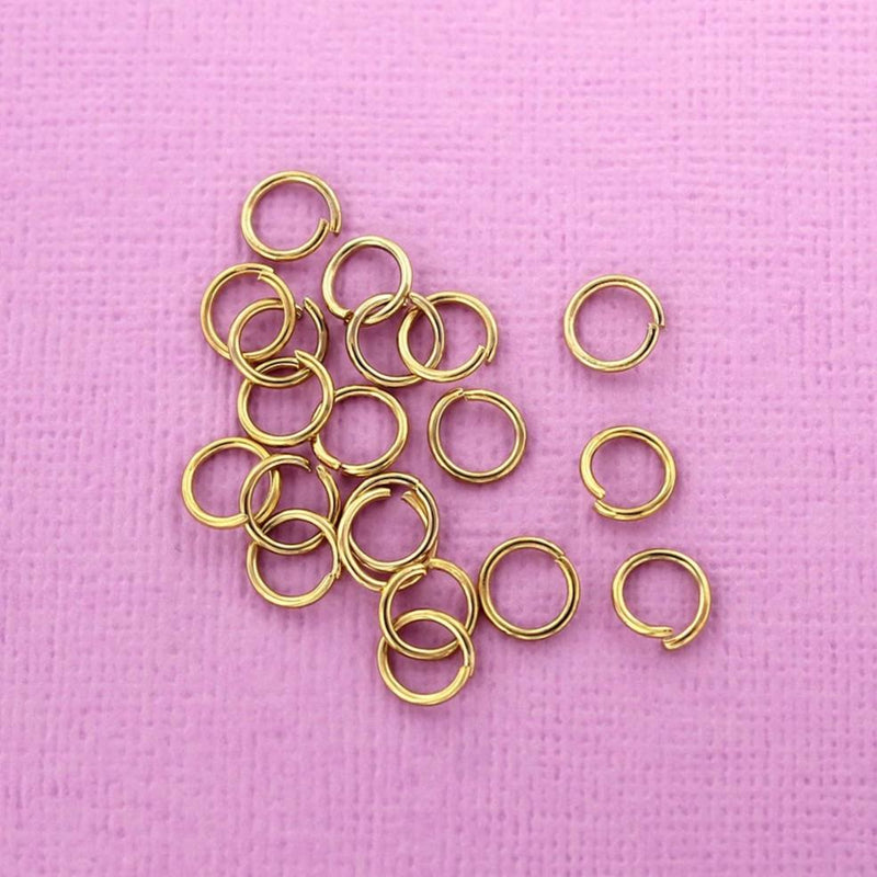 Anneaux en acier inoxydable doré 8 mm x 1 mm - Calibre 17 ouvert - 10 anneaux - SS050