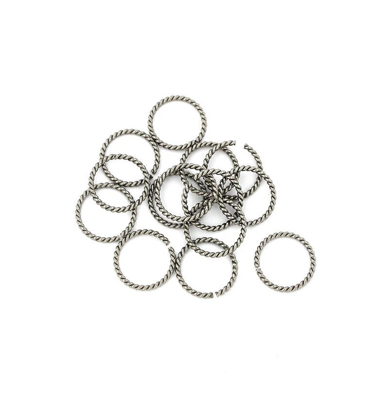 Stainless Steel Jump Rings 16mm x 1.5mm - Open 15 Gauge Braided Texture - 10 Rings - J178
