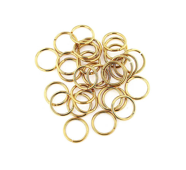 Gold Stainless Steel Jump Rings 13mm - Open 15 Gauge - 10 Rings - MT535