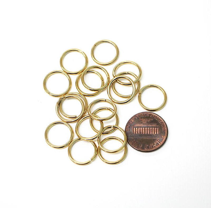 Gold Stainless Steel Jump Rings 13mm - Open 15 Gauge - 10 Rings - MT535