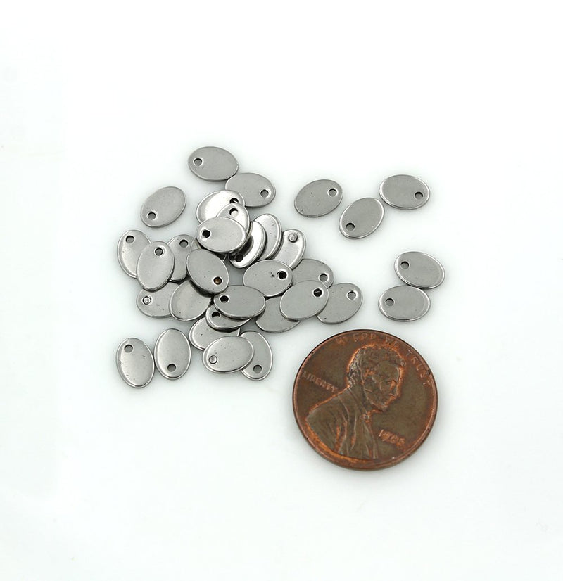 Oval Stamping Blanks - Stainless Steel - 7mm x 5mm - 10 Tags - MT294