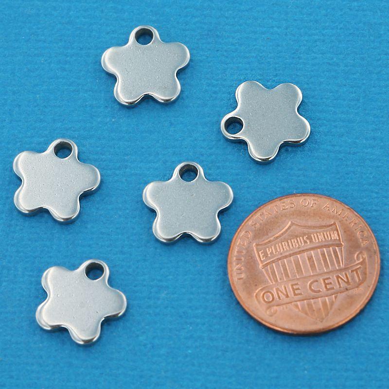 SALE Flower Stamping Blanks - Stainless Steel - 12mm x 12mm - 10 Tags - MT204