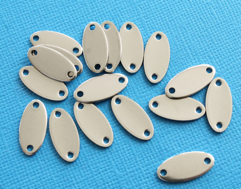 Oval Connector Stamping Blanks - Stainless Steel - 8mm x 17mm - 10 Tags - MT176