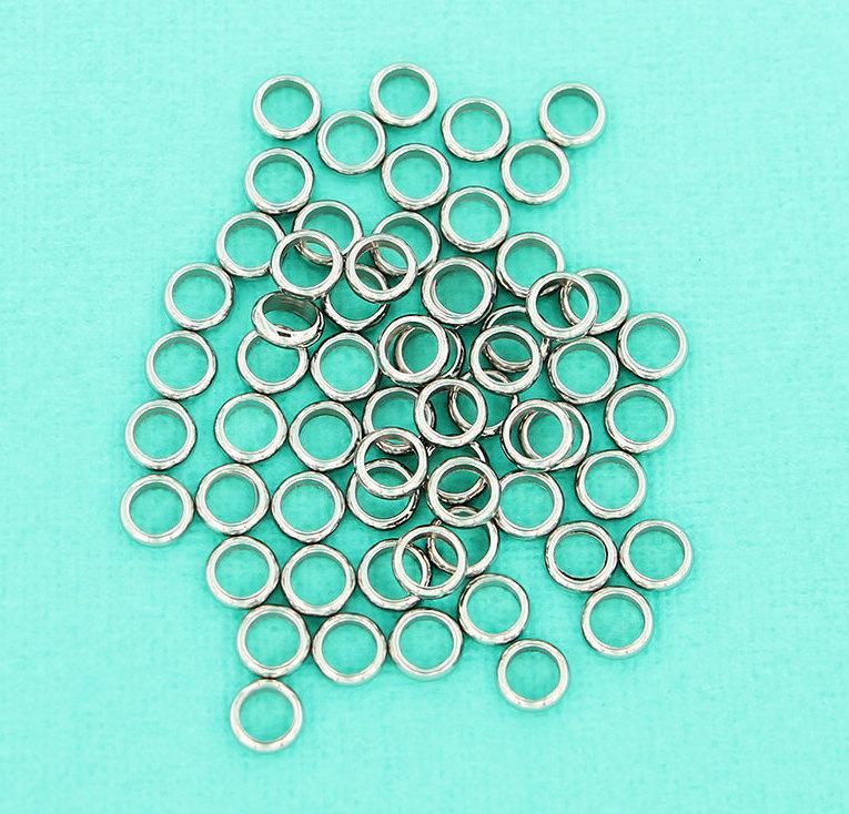Flat Round Stainless Steel Spacer Beads 7mm x 2.5mm - Silver Tone - 10 Beads - FD525