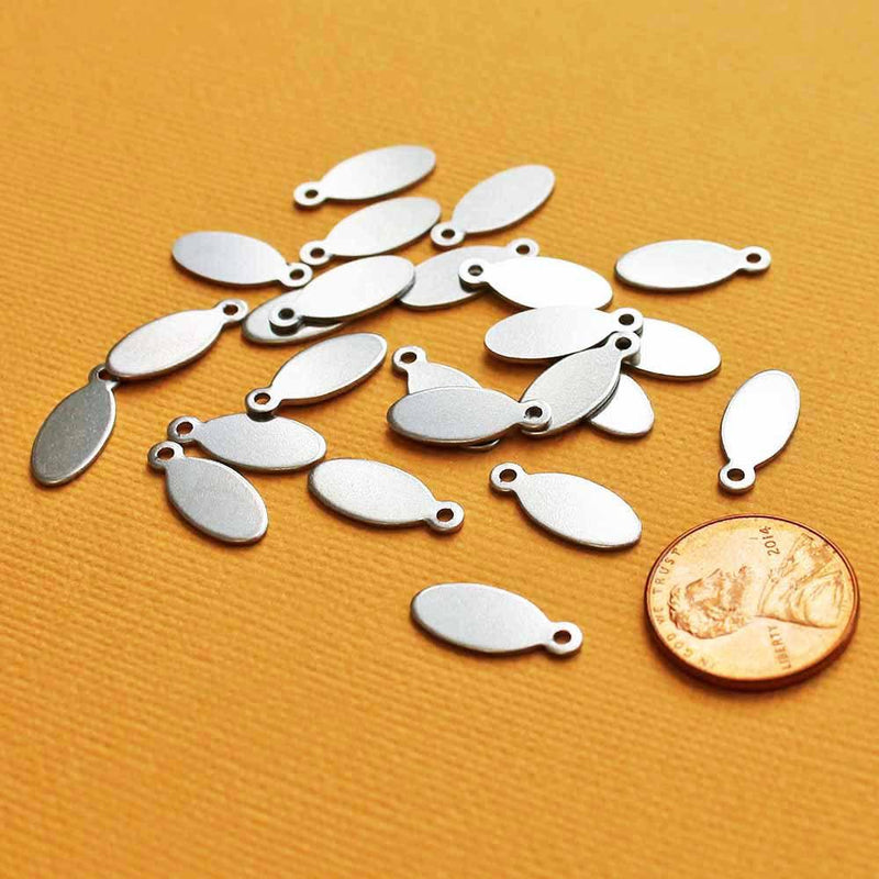 SALE Oval Stamping Blanks - Stainless Steel - 16mm x 7mm - 10 Tags - MT024