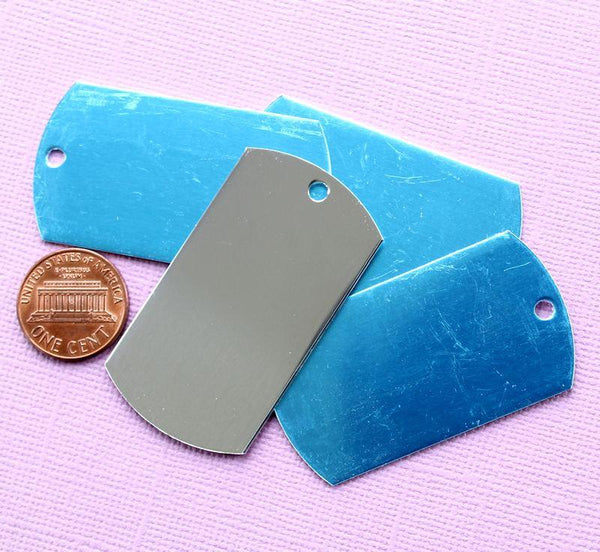 Ébauches d'estampage Dog Tag - Aluminium argenté - 50,8 mm x 27,9 mm - 10 étiquettes - MT075