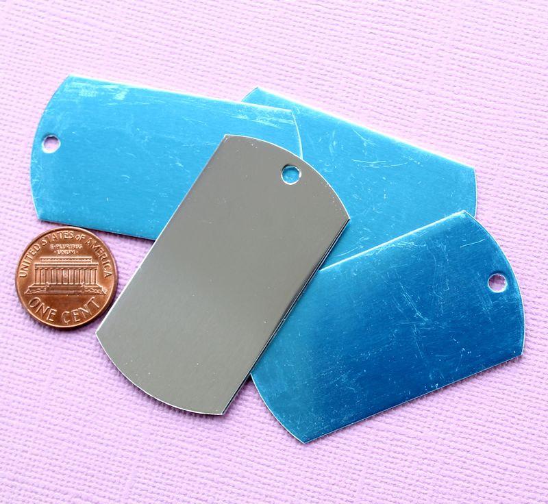Dog Tag Stamping Blanks - Silver Aluminum - 50.8mm x 27.9mm - 10 Tags - MT075