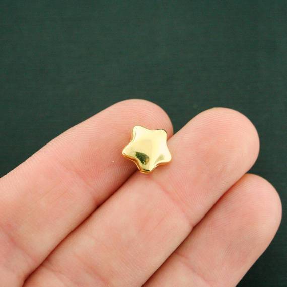 Star Spacer Beads 10mm x 3mm - Gold Tone - 10 Beads - GC1276