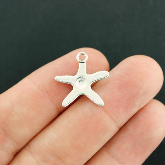10 Starfish Antique Silver Tone Charms - SC1281